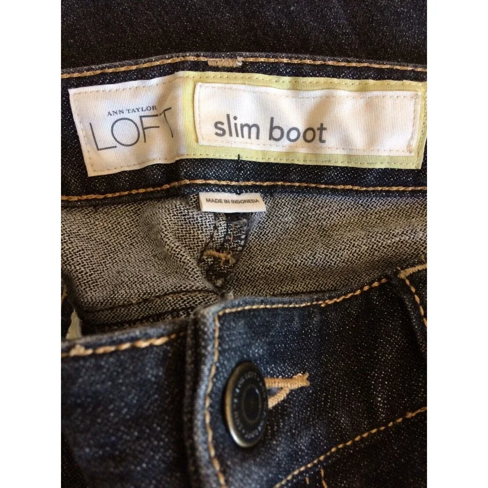 Loft Size 6 Jeans Boot Slim Gray Cotton Spandex Gray Zipper Inseam 31 Mid Womens